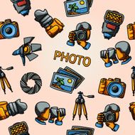 Seamless photography handdrawn pattern with - shutter camera photos shooting