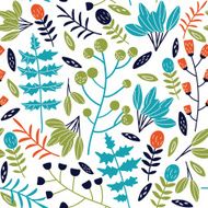 Seamless pattern in vector made of flowers and leaves