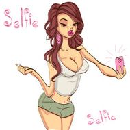 cute girl makes selfie N2