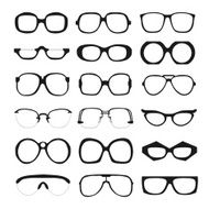 Vector set of glasses Retro wayfarer geek hipster frames N2