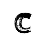 Letter c hand drawn with dry brush Lowercase