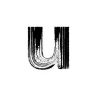 Letter u hand drawn with dry brush Lowercase