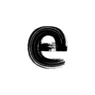 Letter e hand drawn with dry brush Lowercase