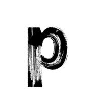 Letter p hand drawn with dry brush Lowercase