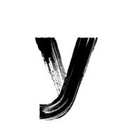 Letter y hand drawn with dry brush Lowercase