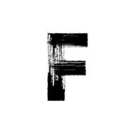 Letter F hand drawn with dry brush