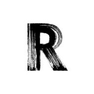 Letter R hand drawn with dry brush