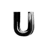 Letter U hand drawn with dry brush