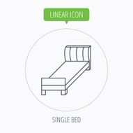 Single bed icon Bedroom furniture sign N10