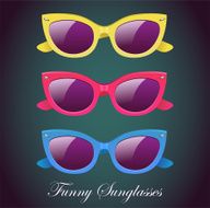 Retro blue pink and yellow glasses vector set