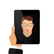 Selfie on tablet man
