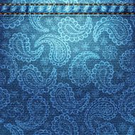 Texture of denim fabric with paisley
