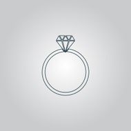 Diamond engagement ring vector icon