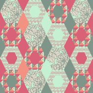 colorful abstract geometric shapes with floral elemen