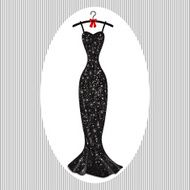 Long evening dress black on hangers