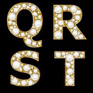 Golden metallic shiny letters Q R S T