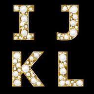 Golden metallic shiny letters I J K L