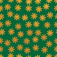 Seamless pattern background on green made of endless gold flowers N4
