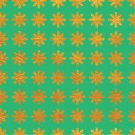 Seamless pattern background on green made of endless gold flowers N5