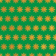 Seamless pattern background on green made of endless gold flowers N7