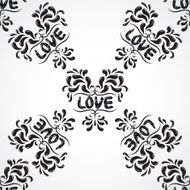 Vector damask seamless pattern background with love word N9