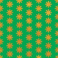 Seamless pattern background on green made of endless gold flowers N8