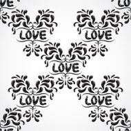 Vector damask seamless pattern background with love word N10
