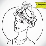 beautiful woman face with hat vector illustration