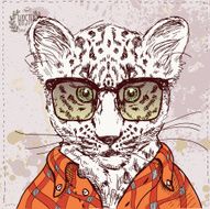 Vector hipster leopard with glasses and suit in vector N2