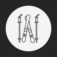 Ski board line icon N4