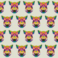 Abstract wild boar seamless pattern backgroun Bright polygonal geometric illustration