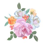 Watercolor greeting card with roses for invitation or wedding birthday N3