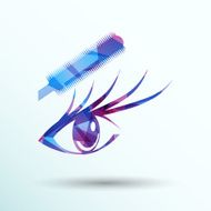 Vector illustration beautiful female blue eye mascara N5