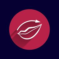 Applying lipstick using lip concealer brush isolated icon N6