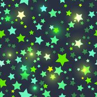 Seamless with shiny green stars
