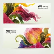 Two floral watercolor banners with iris flowers N2