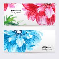 Two floral watercolor banners with anemones
