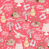 Retro vector seamless pattern with wedding icons