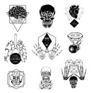 Set of Labels with hand draw human N4