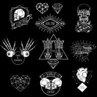 Set of Labels with hand draw human N6