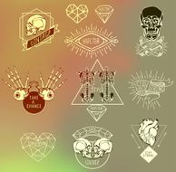 Set of Labels with hand draw human N7