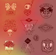 Set of Labels with hand draw human N8