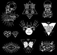 Set of Labels with hand draw human N9