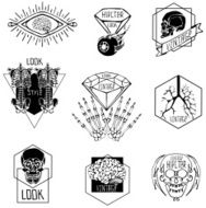 Set of Labels with hand draw human N11