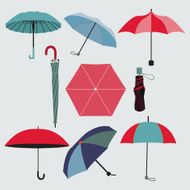 Set of different umbrellas