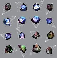 Abstract polygonal label design Elements of astronomy N12
