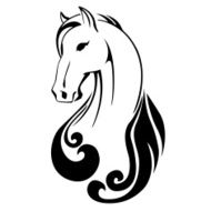 Vector silhouette of a horse head N9