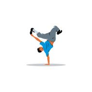 One hip hop acrobatic break dancer breakdancing young man handstand