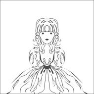 Silhouette Fairy character Princess with long curls