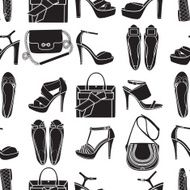 Seamless pattern with shoes and bags